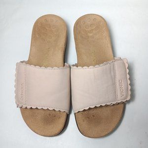 Vionic Florence Sandals Womens 6.5 Pink Scalloped Leather Adjustable Comfort